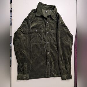 Uniqlo Olive Green Corduroy Casual Button Down Shirt